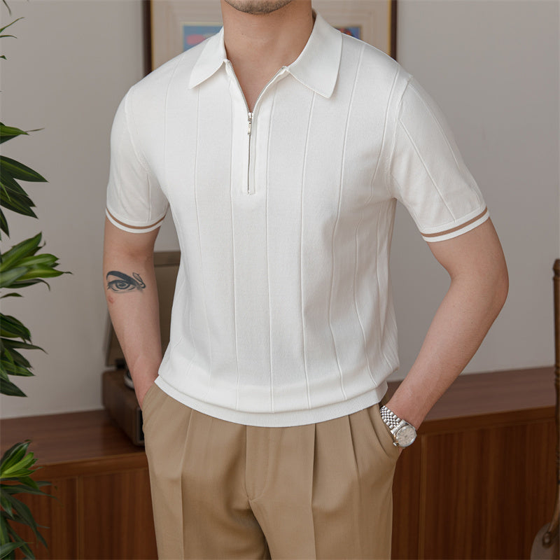 ADONIS PLEATED KNIT POLO